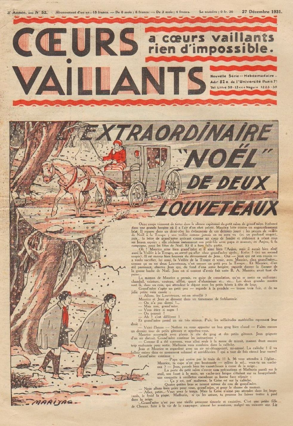 Coeurs Vaillants n°52 de 1931