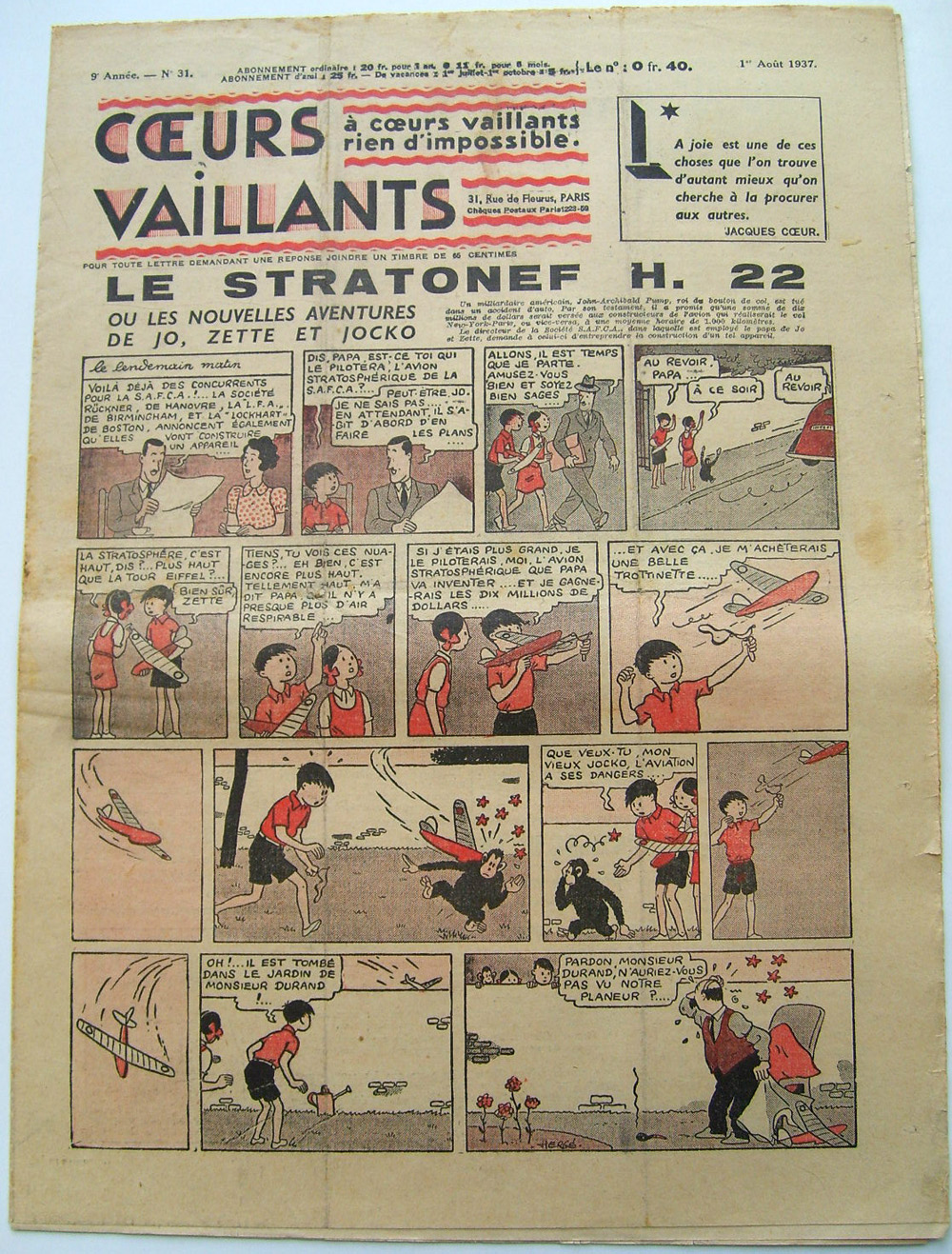 Coeurs Vaillants n°31 de 1937